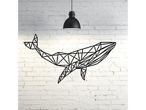 2d balina duvar heykel sanat hayvan dekor dekorasyon geometrik geometri sanatı 3d print model - Mito3D