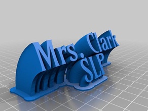 mrs clark nameplate office customized 3d print model - Mito3D