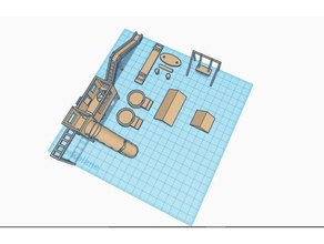 erro infantil edifícios estruturas mini parque miniatura estrutura de jogo gangorra slide swingset 3d print model - Mito3D