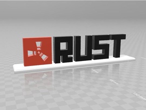 rust logo text stand v2 signs logos 20 game remake 3d print model - Mito3D