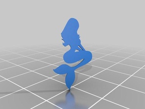 sirena nuoto silhouette 2d arte 3d print model - Mito3D