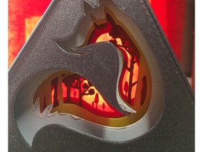 fox art de la profondeur silhouette boîte décoration forêt triangulaire 3d print model - Mito3D