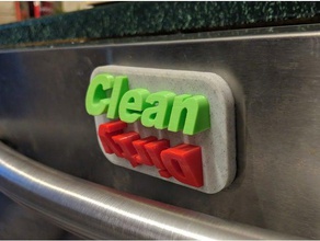 temiz kirli mıknatıs bulaşık makinesi mutfak yemek manyetik 3d print model - Mito3D