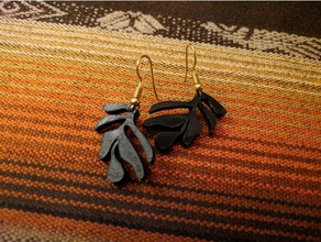 minimal leaves earrings minimalist 3d print model - Mito3D