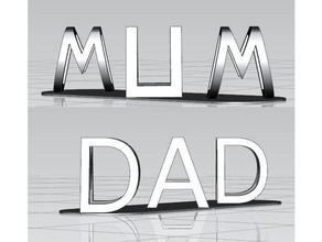mum dad viewing angle illusion signs logos nameplate 3d print model - Mito3D
