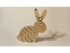 flexi rabbit keychain keychains articulated rex flexy no support single print 3d print model - Mito3D