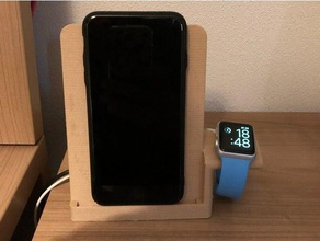soporte de carga inalámbrico iphone apple watch móvil pie el cargador 3d print model - Mito3D