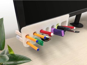 pen holder monitor mounted 3d printing desk organizer storage office stationary pencil cup 3d print model - Mito3D