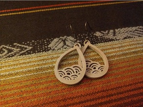minimal waves earrings minimalist 3d print model - Mito3D