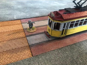laser cut tram tracks buildings structures 28mm railway 3d print model - Mito3D