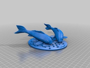 carps feeding sculptures 3d print model - Mito3D