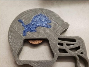 lions bottle opener dual colors sport outdoors detroit extrusion madewithtinkercad penny 3d print model - Mito3D