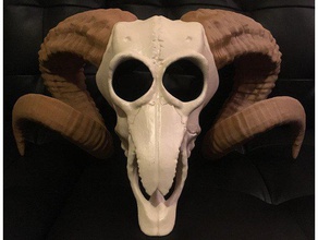 ram skull mask animals animal costume costumes creature creepy halloween holloween masks skulls 3d print model - Mito3D