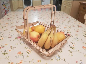 basket kitchen dining battery fruit bowl fruitbowl lasercut laser cut 3d print model - Mito3D