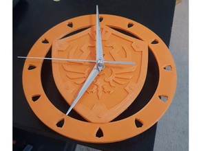la légende de zelda bouclier hylien l'horloge décor 3ds jeu gameboy lien nintendo personnage commutateur imprimable super du vidéo horloge murale 3d print model - Mito3D