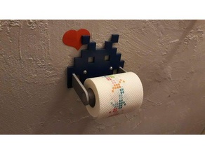 toilet invader bathroom space invaders paper holder 3d print model - Mito3D