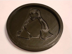 more round tux coaster kitchen dining linux penguin 3d print model - Mito3D