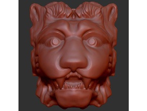 gárgula esculturas apliques dunton caravana cigana leão lions head 3d print model - Mito3D