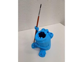 monster pen holder wearing sandals containers body brush can cartoon character eyes face fat fun funny good great hilarious mouth painting pencil rhino scary scream teeth yelling 3d print model - Mito3D