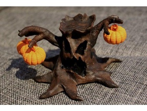 halloween tree pumpkins sculptures decoration 3d print model - Mito3D