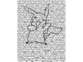pikachu pokemon sculpture murale en 2d art décoration 3d print model - Mito3D