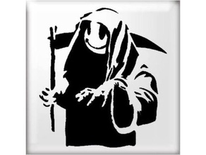 happy reaper stencil 2d art grim smile 3d print model - Mito3D