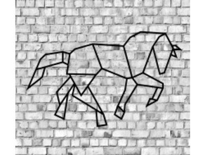 horse geometric wall sculpture 2d art animal decoration 3d print model - Mito3D