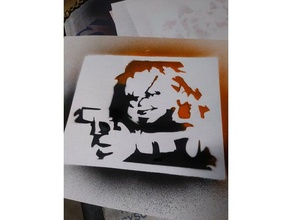 chucky pistola stencil 3d la stampa graffiti di halloween orrore spaventoso 3d print model - Mito3D
