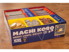 machi koro box organizer games boardgame boardgames accessories inserts board game card cards deck holder dice 3d print model - Mito3D