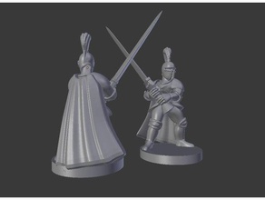 armored knight greatsword remix cape plume toy game accessories 28mm dnd miniature dungeons dragons miniatures rpg tabletop 3d print model - Mito3D
