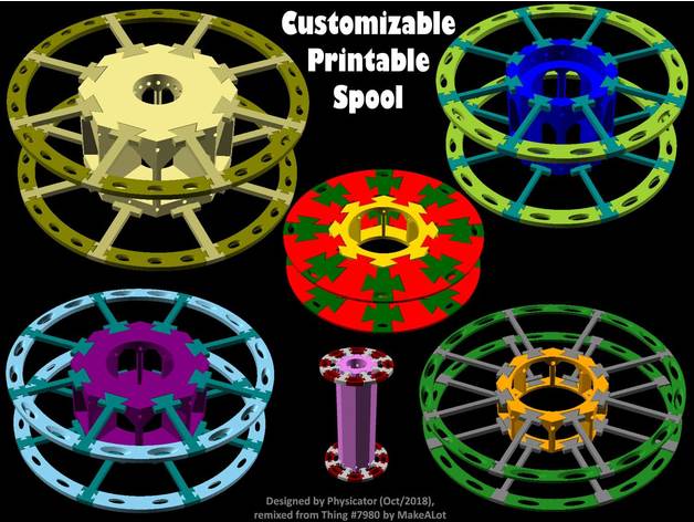 anpassbare druckbare spool-Filamente 3d Drucker - Zubehör 3dprintable customizer filament-Spule openscad parametric reel 3D print model - Mito3D