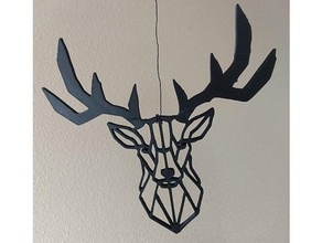 antlers split deer wall sculpture 2d ii animals art decoration geometric lowpoly 3d print model - Mito3D
