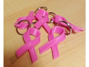 pink ribbon keychain coins badges 3d print model - Mito3D