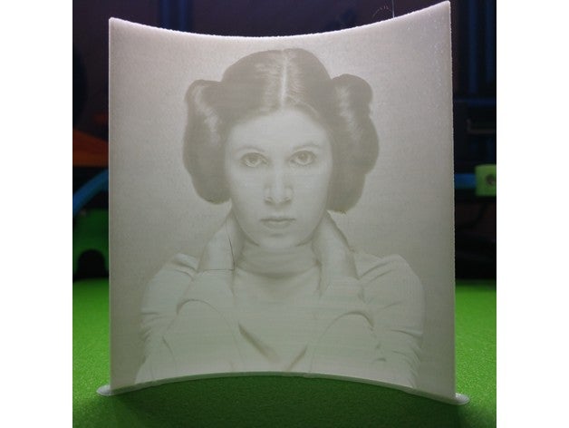 leia lithophane kavisli 3d baskı Prenses star wars 3D print model - Mito3D