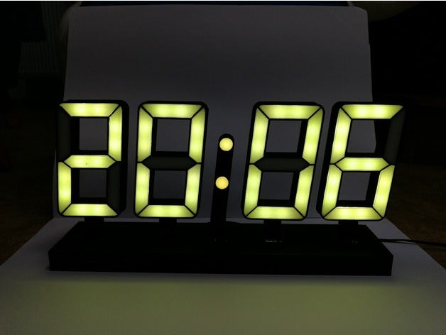 seven segment led clock esp8266 ws2812b electronics 7segment 7 display digital openscad parametric 3D print model - Mito3D