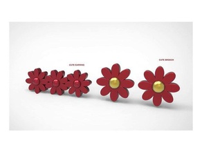 Blume Ohrringe-Brosche - Zubehör 3d-Modellierung Kunst Niedlich Dekoration design Spaß komisch Juwel Schmuck scale modeling lächeln Sache 3d print model - Mito3D