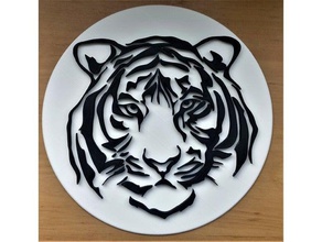 tribal tiger withwithout plate sculptures 3d print model - Mito3D