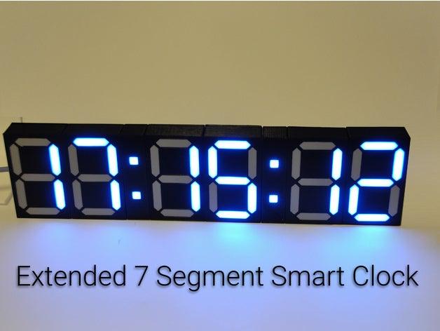 extendido de 7 segmentos reloj smart decoración fresco diy esp8266 iot el led nodered rgb rgv wemos ws2812 3D print model - Mito3D