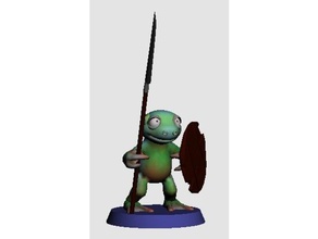 28mm swampy frogo spear shield creatures miniature 3d print model - Mito3D