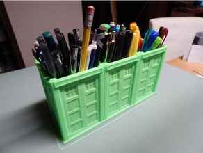 tri-tardis caneta titular recipientes lápis porta-lápis 3d print model - Mito3D