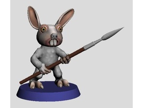 28mm bunny bandit spear 2 creatures miniature frogo 3d print model - Mito3D