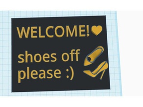 shoes off please decor signs welcome 3d print model - Mito3D