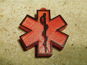 emt first aid diabetes medical star life keychain tag keychains kit devices red cross type 1 3d print model - Mito3D