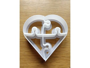 corazón de rompecabezas cortador la galleta cocina comedor 3d print model - Mito3D