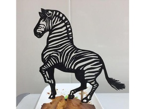zebra kek topper 2d sanat 3d print model - Mito3D