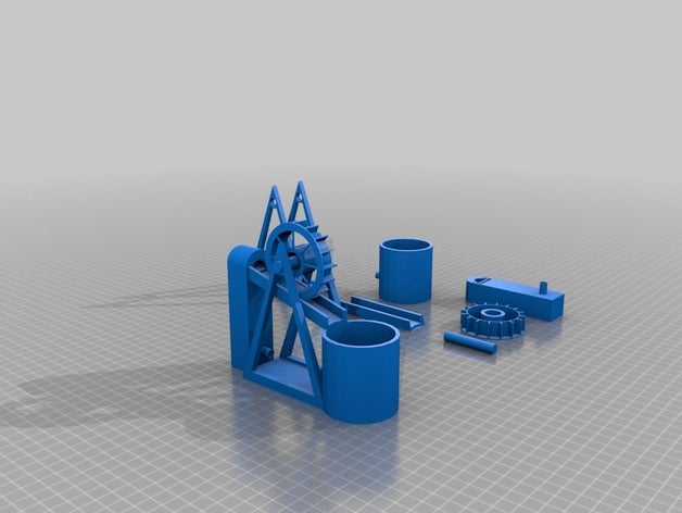 watermill fountain 3d printing waterwheel water pump 3D print model - Mito3D