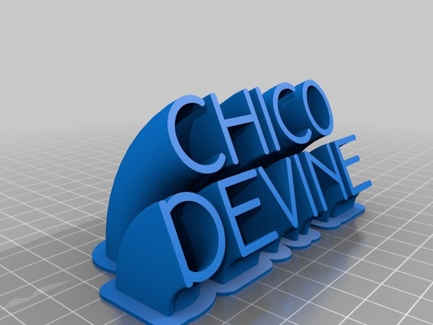 chico devine personalizzato spazzare 2-linea di targa ufficio 3D print model - Mito3D