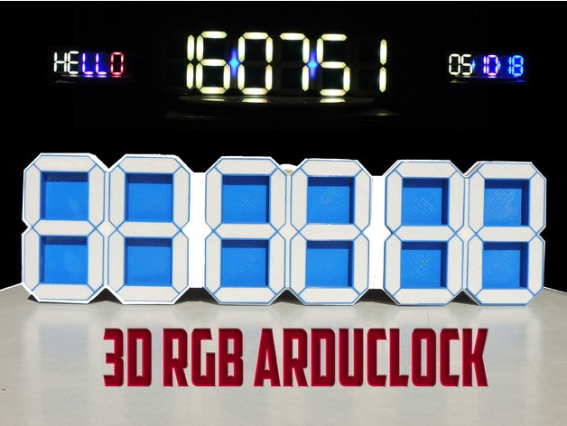 3d rgb arduclock electronics 7segment animation arduino infinity led light lighting neopixel pcb time wall clock 3D print model - Mito3D