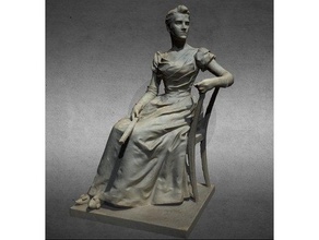 seated lady scans replicas 3dprint 3dprintable 3dprinter 3dprinting 3dscan 3dscanner 3dscanning bourgeois chair dress glove handfan marble noble rich sculpture wife woman young 3d print model - Mito3D