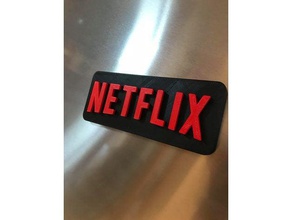 netflix logo magnet signs logos 10mm black red 3d print model - Mito3D